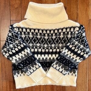 NWT! Universal Thread Women Sz XS Cream Jacquard Turtleneck Sweater RECYCLED $35